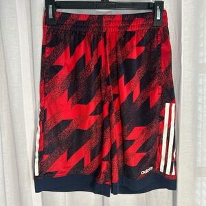 adidas Red and Black Graphic Training Shorts with White Stripes